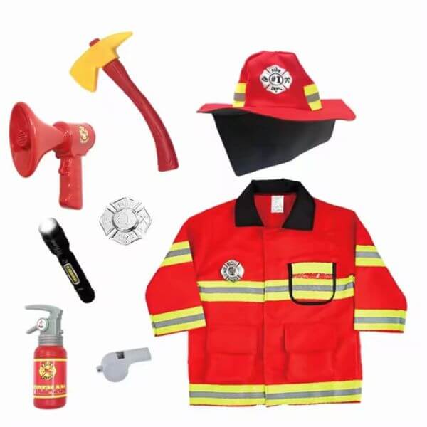 Kids Fireman Role Play Costume and Accessories Set