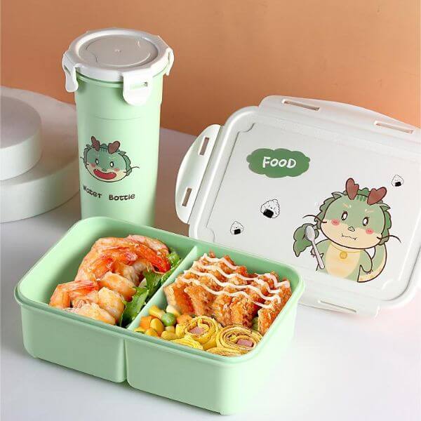 Kids Cartoon Plastic Bento Lunch Box Set