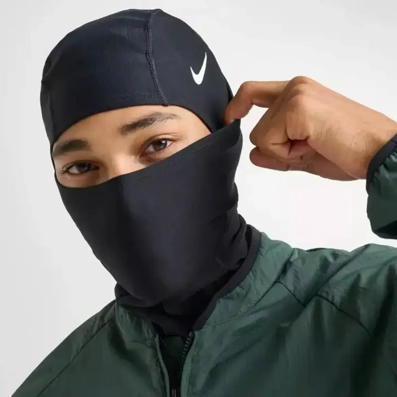 Nike Pro Therma-Fit Hyperwarm Hooded Balaclava-Style Ski Mask - Unisex Adult Thermal Face Mask with Dri-Fit Tech, Convertible Cover, Machine Washable for Winter Sports, Running, Black Facemask