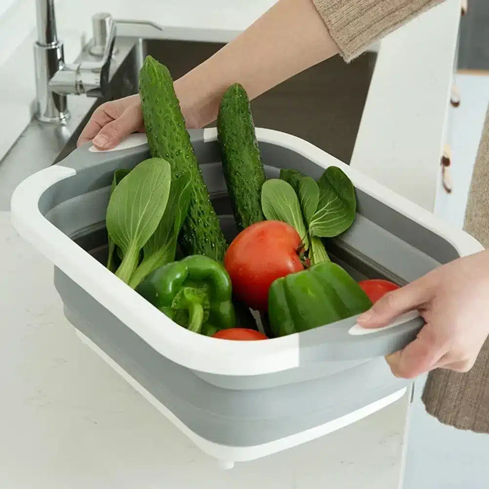 Plastic Folding Chopping Board with Washing Basket