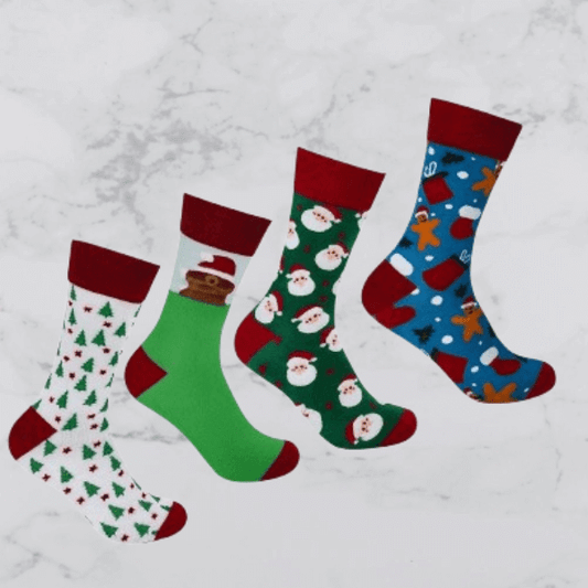 Men's Festive Christmas Socks with Assorted Holiday Designs