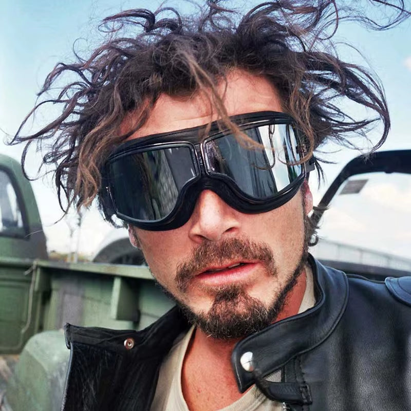 Newest -Style Leather Goggles Vintage Motorcycle Goggles Vintage Motorcycle Goggles Retro Jet Helmet Glasses