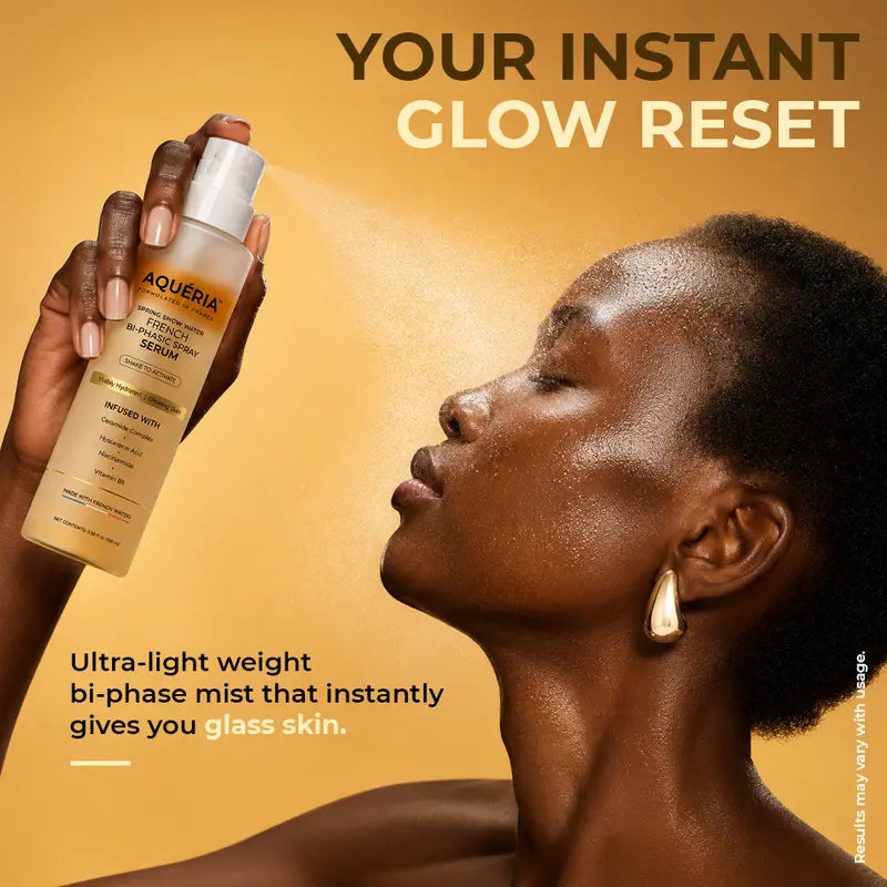 Aqueria French Spray Serum | Hydrated, Glowing Skin Mist with Hyaluronic Acid, Niacinamide, Vitamin B5 & Ceramides | Barrier Repair + Makeup-Friendly Glass Skin for Hydrated, Brighter, Glowing Skin, with French Waters & French Actives