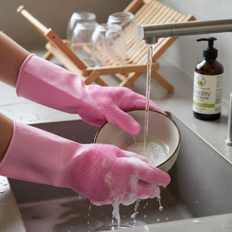 Heat Resistant Silicone Scrubber Magic Gloves