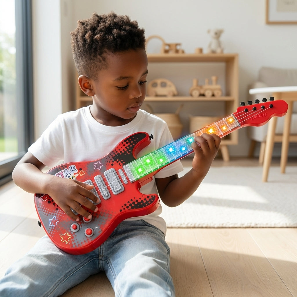 Kids Electric Guitar and Microphone Musical Toy Set