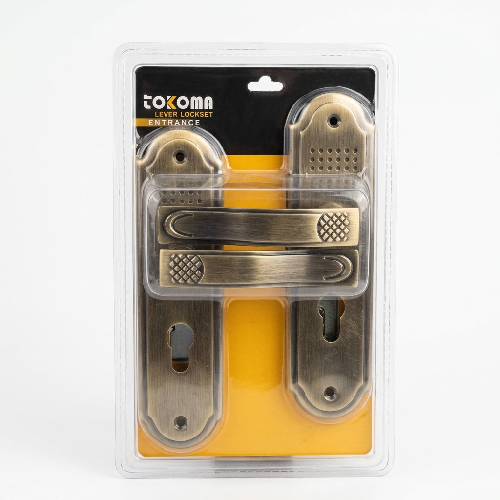 Polished Aluminum Lever Handle Door Lock with Keys