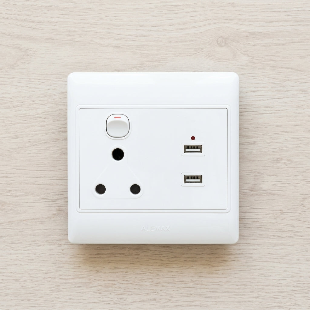 Integrated USB Wall Socket with 3-Pin Outlet