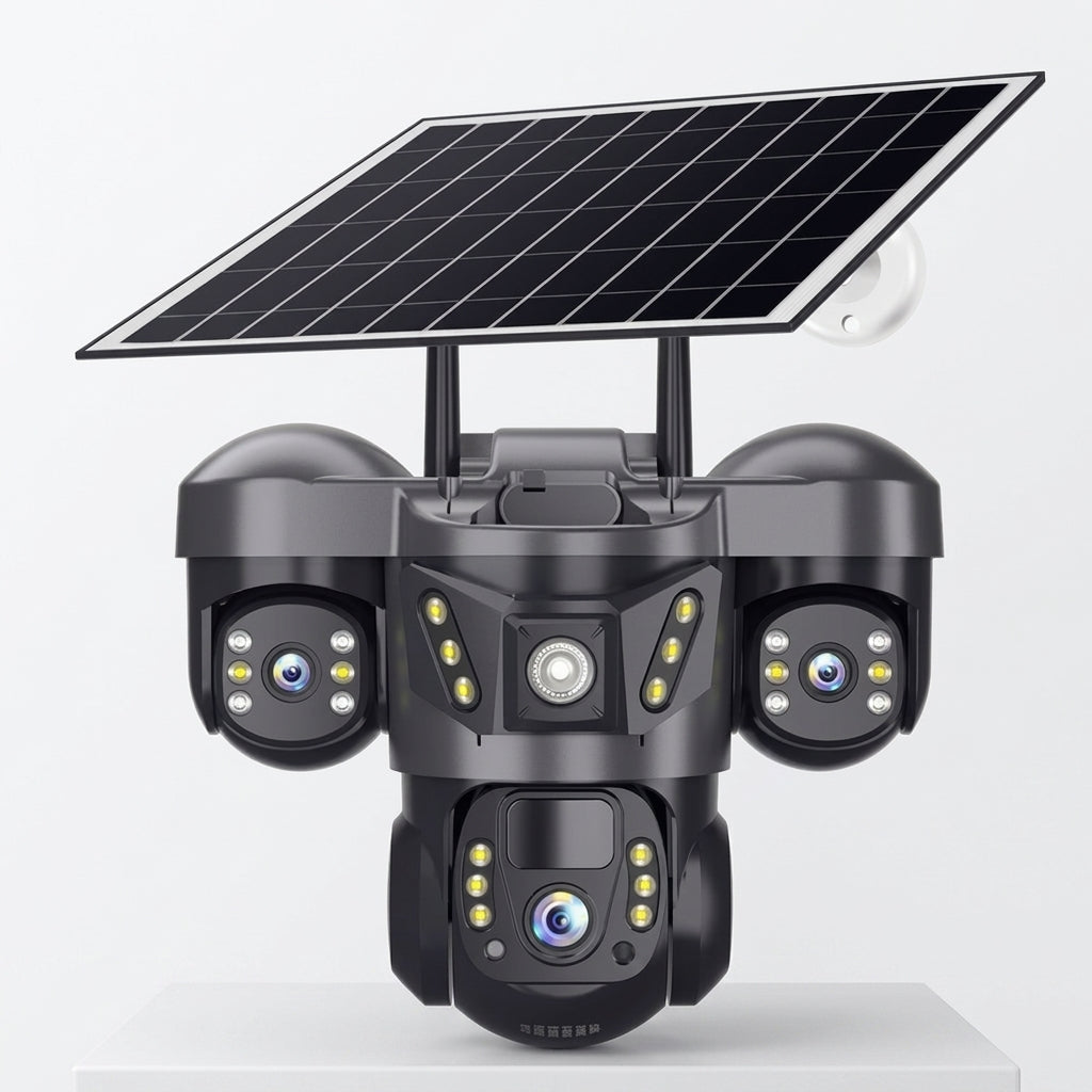 4G Solar Outdoor Triple-Lens Security Camera
