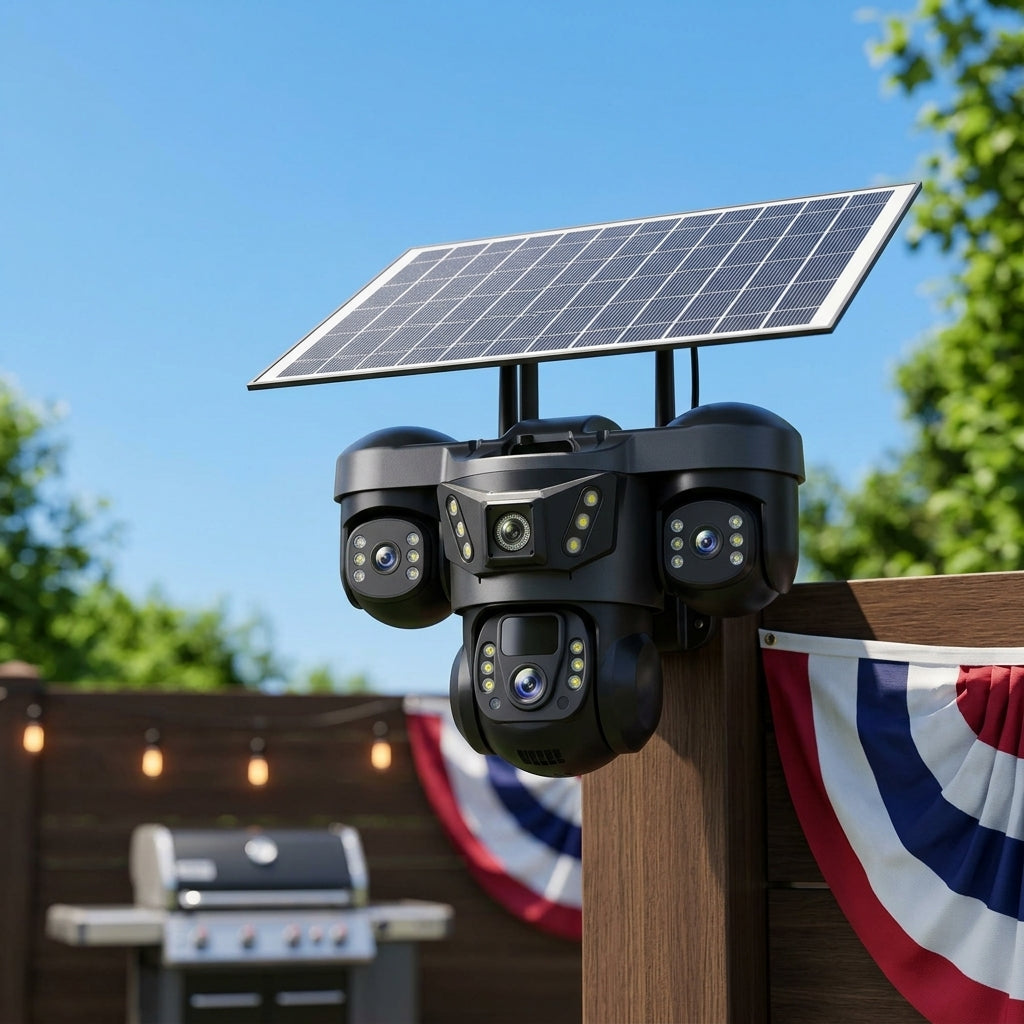4G Solar Outdoor Triple-Lens Security Camera
