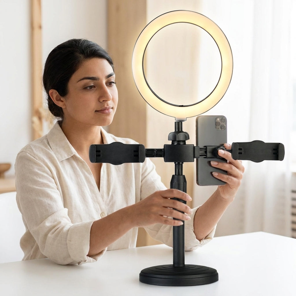 6 Inch LED Selfie Ring Light with Dual Phone Stand