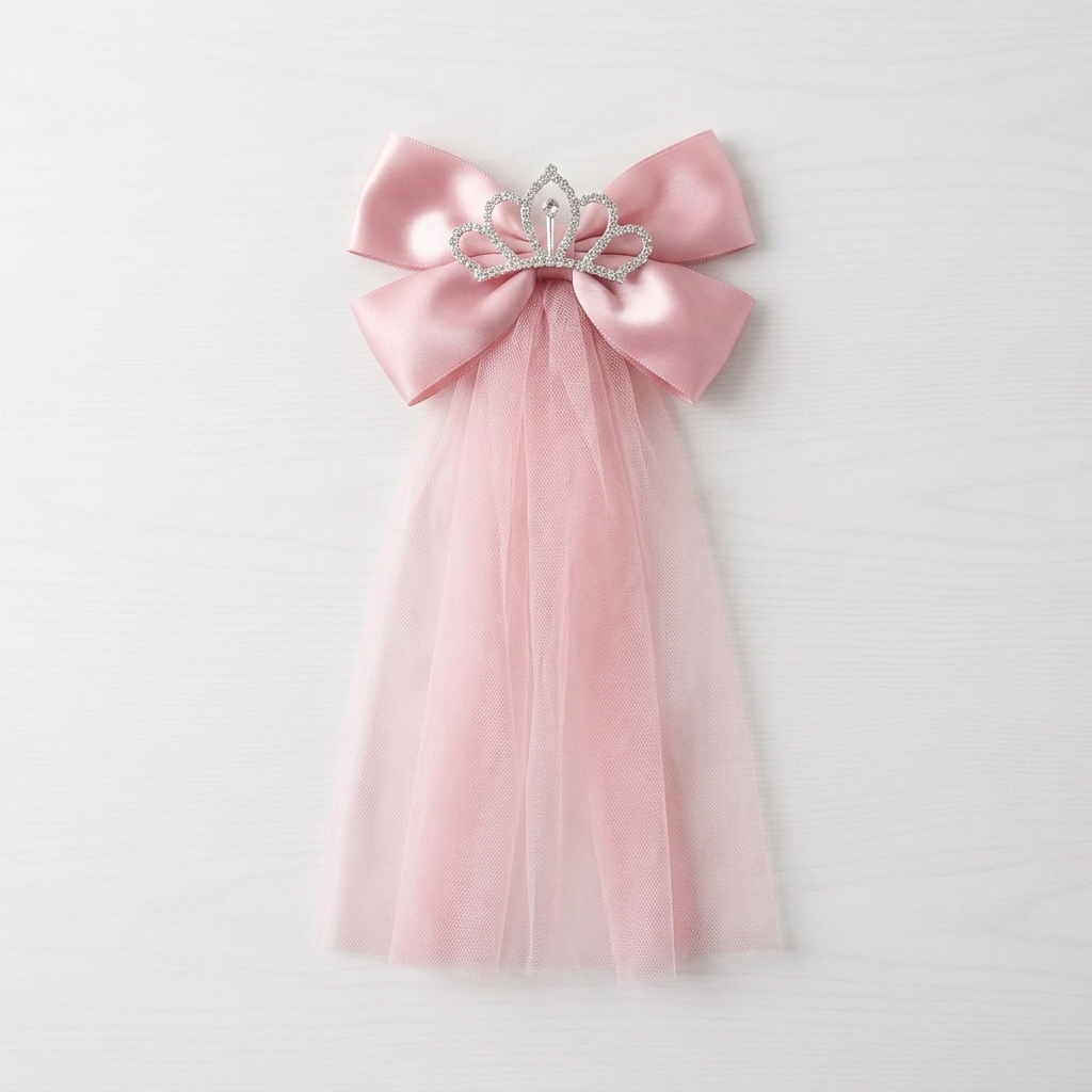 Pink Bow Tiara Hair Clip Accessory