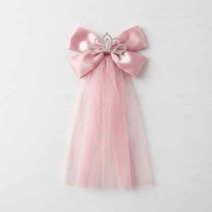 Pink Bow Tiara Hair Clip Accessory