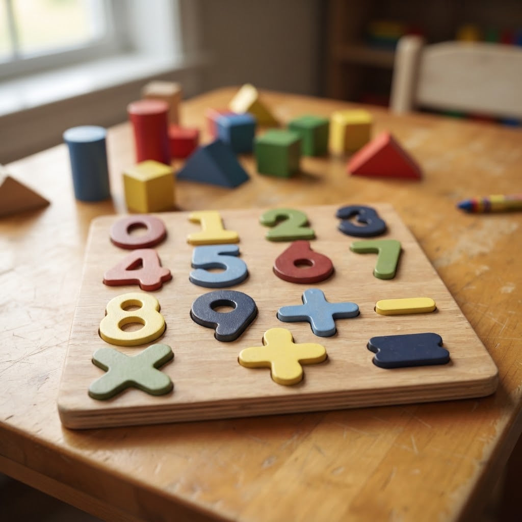 Toddler Wooden Number Puzzle Board Learning Toy